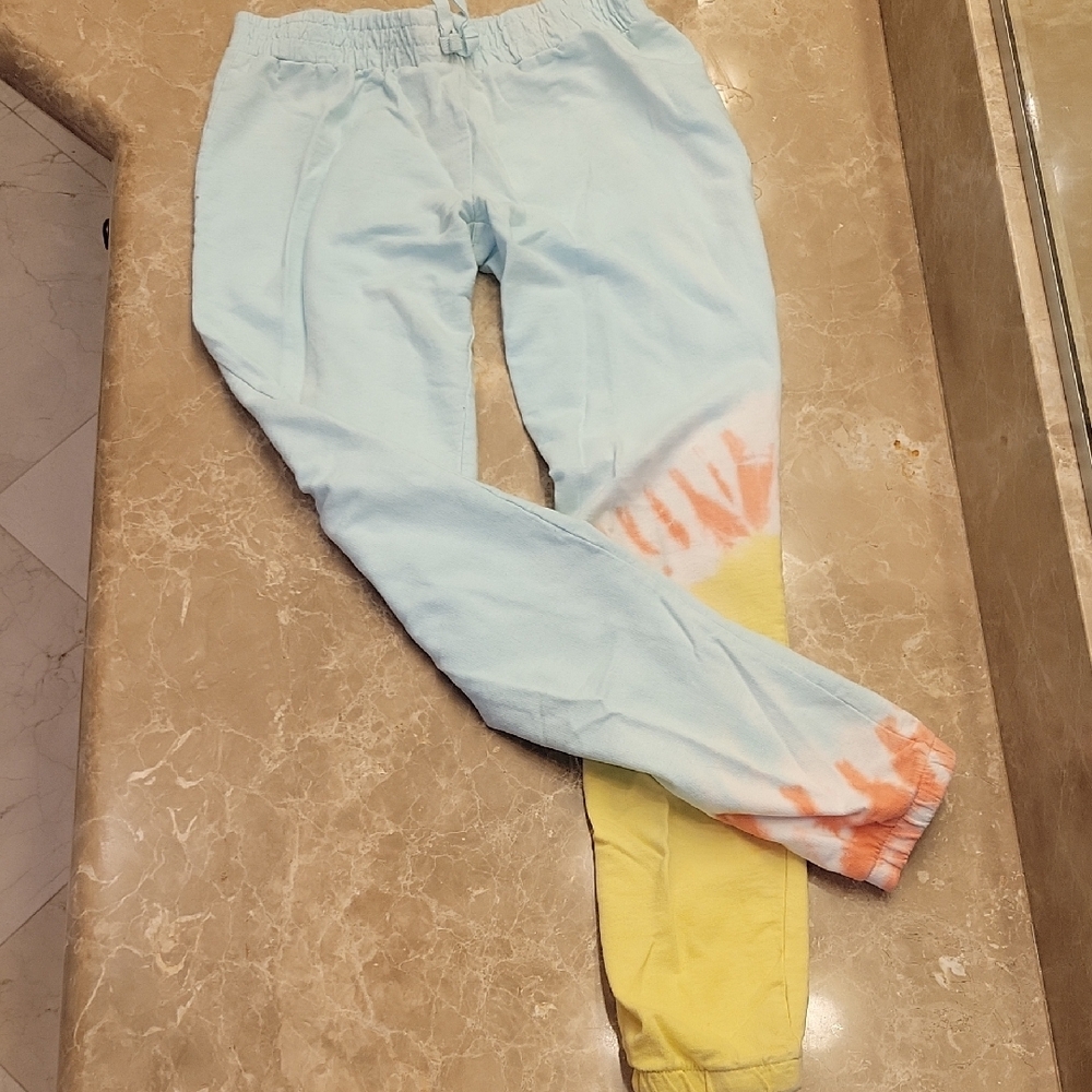 Wallflower Green & Yellow Tie-dye Joggers with Tapered Fit, L(14/16)